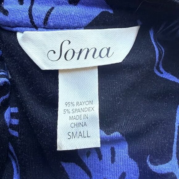 Soma Dress Womens S Black White Blue Floral Keyhole Maxi - Picture 3 of 3